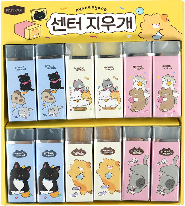 냥냥 투게더 센터 지우개 3종 12개씩 36p 1세트, 1개