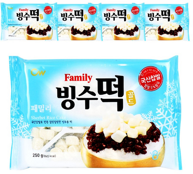 청우식품 패밀리 빙수떡 골드, 250g, 5개
