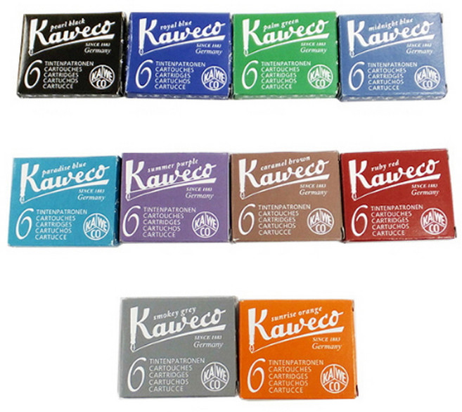 (카웨코) 만년필 잉크 카트리지 6입 (10칼라), 미드나이트블루
