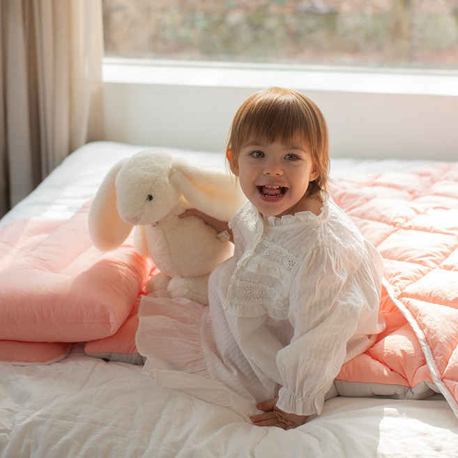 네이처도도 옥수수솜 순면 듀라론 어린이집 낮잠이불 세트, 인디언핑크