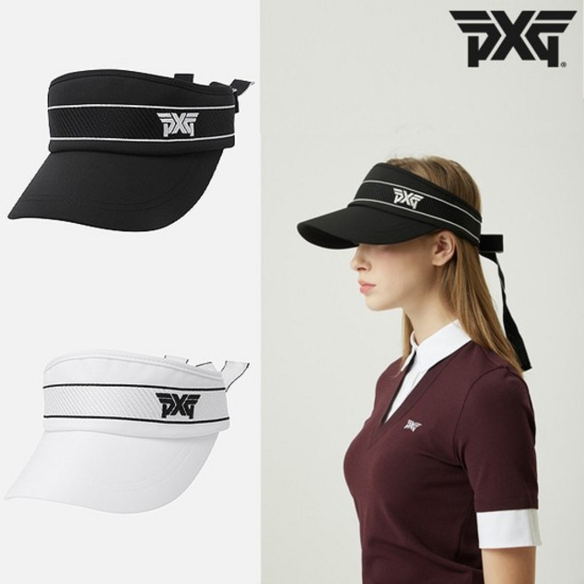 PXG 와이드 리본 바이저 여성 골프모자 WOMEN WIDE RIBBON VISOR, 블랙