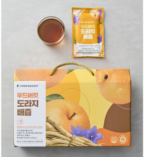 푸드버킷 국산 도라지배즙 30포, 2.4L, 1박스