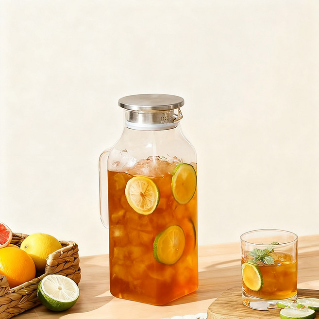 大容量透明冷水壺, 1.8升方形壺, 1套, 1.8L