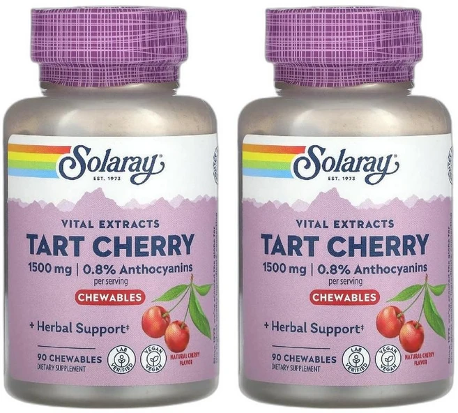 솔라레이 Vital Extracts 타트 체리 츄어블 1500mg 30정 2병 - 쿠팡