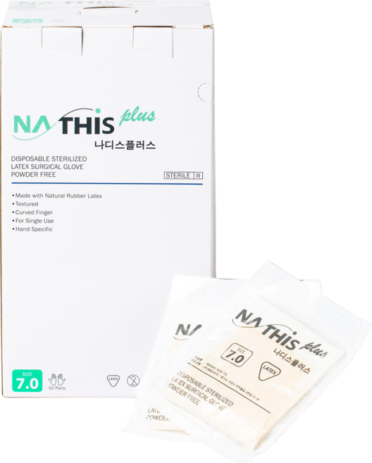 나디스 플러스 수술장갑 멸균 진료용 수술용 라텍스 글러브 개별포장 50조, 베이지, M, 1세트, 7