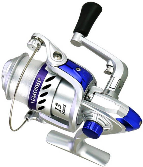 YUMOSHI 낚시릴 시리즈13 스피닝릴 핸들 원투 민물 바다 루어 낚시 입문용 원줄 포함, FF5000, 블루