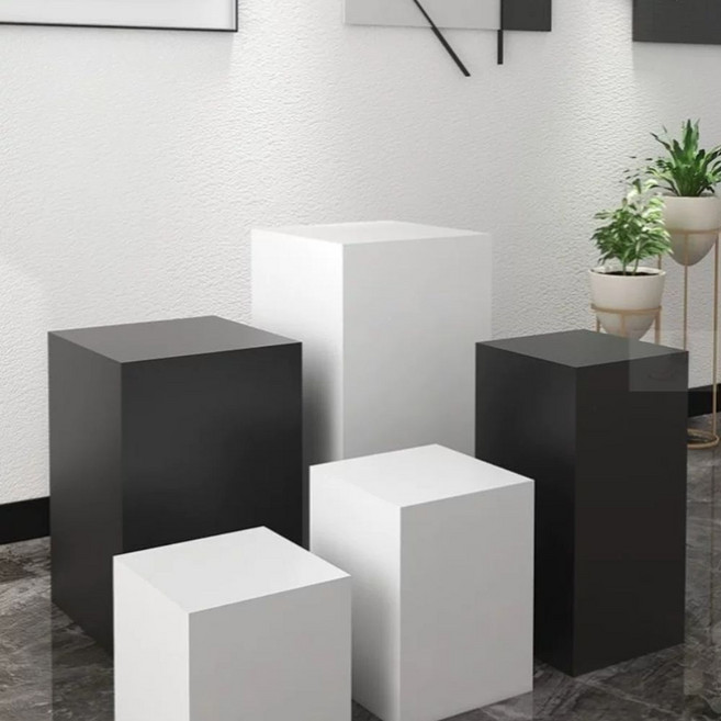 원형단상 스튜디오 촬영 전시 피팅룸 01.너비40cm-높이10cm 웨딩드레스 흰색 단상, 1개, V. 정사각형 40x40x100 기본 흰색검정