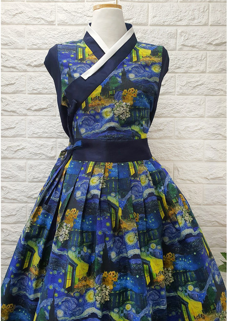 별과 고흐 철릭원피스(44-88사이즈) 생활한복 단체 개량 빅사이즈