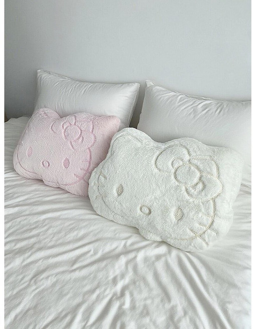 다나에 2컬러 헬로키티 소파 자동차 쿠션 침대 쿠션 +지아싱트레이드 머리끈, 화이트