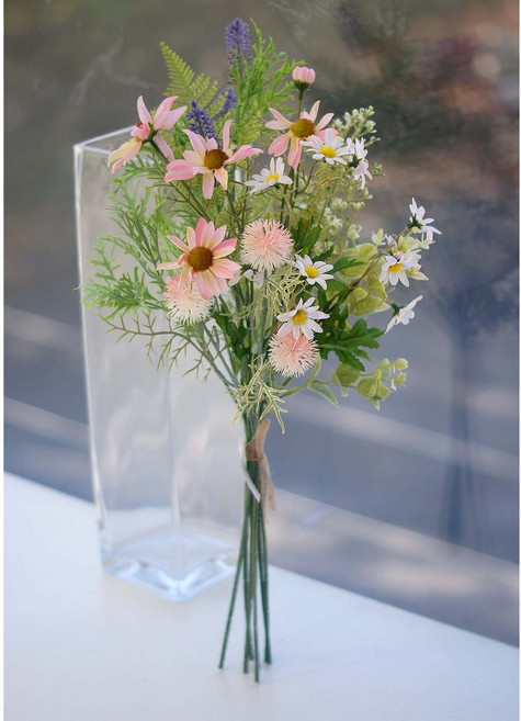 플라워아츠 조화부케 셀프웨딩 꽃다발 들꽃믹스 인조장식, 1개, 핑크