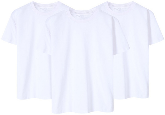 면티백서 순면 남녀공용 라운드 반팔 티셔츠 화이트 3장 세트 이너 반팔티 3P