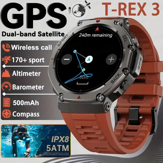 새로운 수영 스마트 스크린 스포츠 SMARTWATCH 시계 여성 AMOLED 남성 GPS 팔찌 IP68 군사 방수 나침반, GPS 10 Watch, dm58 2, 1개