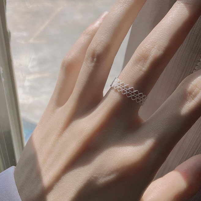 더블 하트 레이스 오픈링 반지