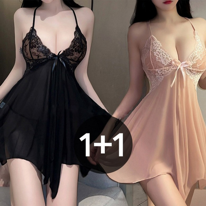 아이엠몽 여성 레이스 뒷트임 미니 원피스