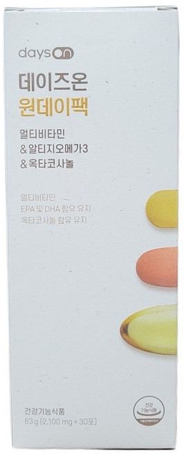 데이즈온 원데이팩 멀티비타민 앤 알티지오메가3 앤 옥타코사놀, 63g, 1박스