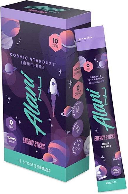Alani Nu COSMIC STARDUST 에너지 스틱 | 에너지 드링크 파우더 | 카페인 200mg | 항산화 물질이 함유된 운동 전 성능 | 이동 중 음료 믹스 | 비오틴, 코스믹 스타더스트 - 쿠팡