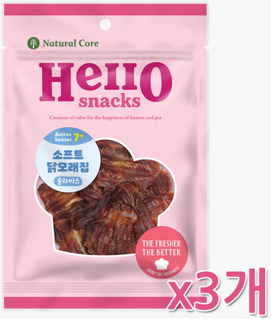 네츄럴코어 헬로스낵 져키 소프트 닭모래집, 30g, 3개