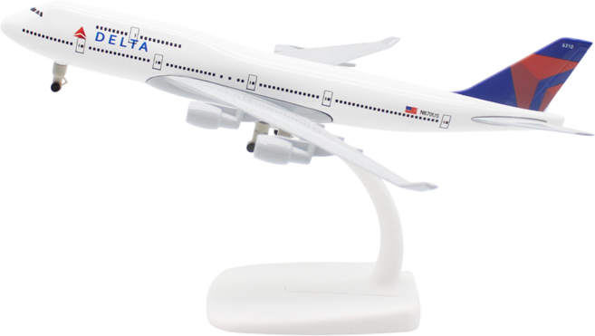 SHC 1:300 다이캐스트 장식용 모형 항공기 20cm + 보관파우치, 1개, 델타항공 B747