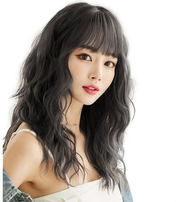 이쁘다샵 가발위드 긴머리 웨이브 히피펌 탑텐 여성 통가발, 네추럴블랙, 1개