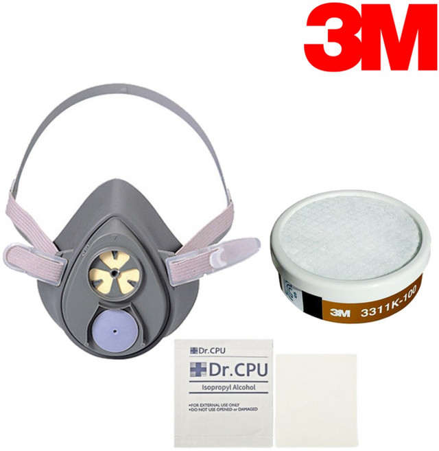 3M 면체마스크 단구형 세트 3200CN + 3311K-100+마스크소독용 알콜솜2매, 1세트