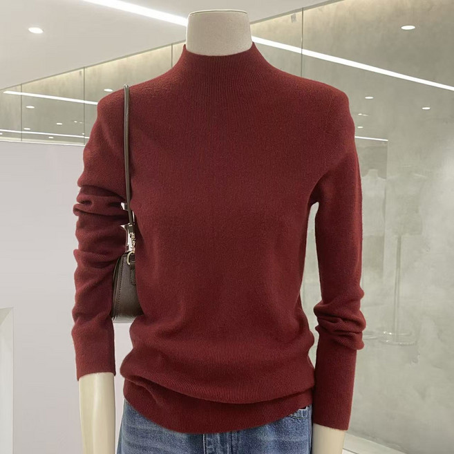 SONOVA 부드러운 무지 반폴라 니트 18컬러 여성 데일리 기본핏 쫀쫀한 신축성 슬림핏 이너 긴팔티