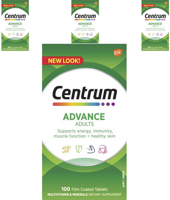 센트룸 어드밴스 성인용 멀티비타민 타블렛, 100정, 4개