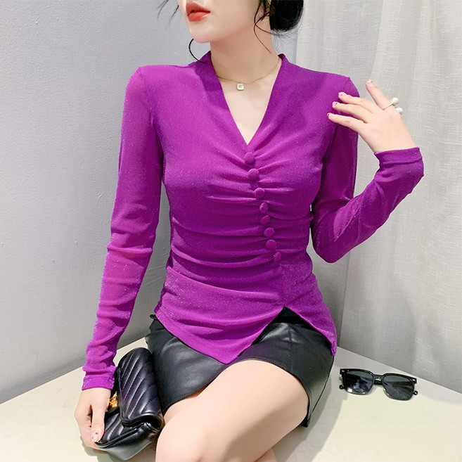 댄스복 상의 여성용 긴팔 가을옷 조거 스키니 망사 스판티 Women's T-shirt 뉴타임즈 M517Z942