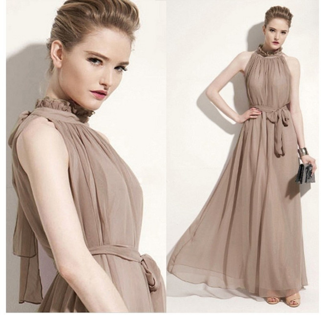 Mingpeng 여성 휴양지 원피스 홀터넥 쉬폰 롱 치마 여름 원피스 여신 바캉스룩