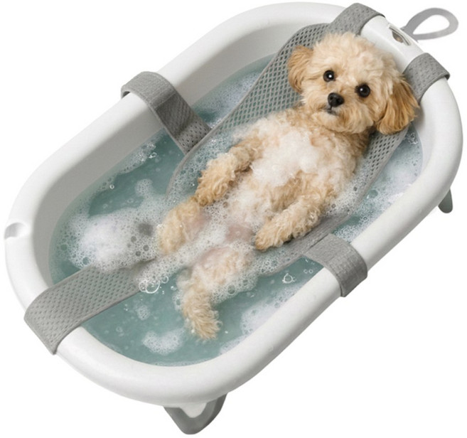 HEYMUNG 애견욕조 강아지 접이식 스파욕조, 밀크그레이, 1개