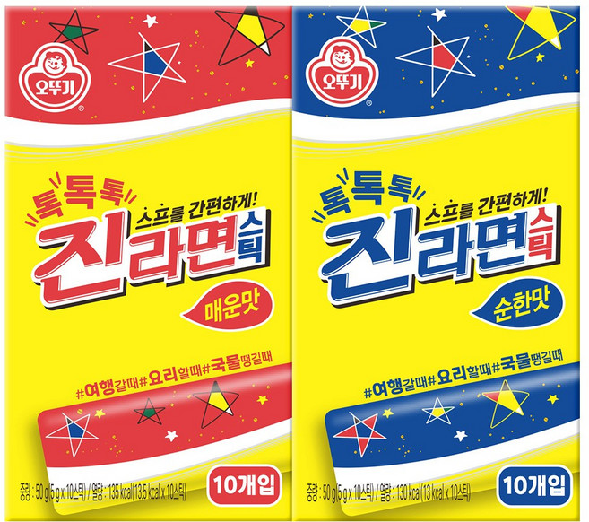 오뚜기 톡톡톡 진라면 스틱 10입 6개(매운맛 3개+순한맛 3개), 6개, 50g