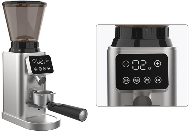 이스턴 48단 초정밀 전동 커피 그라인더 정전기 방지 에스프레소 원두 분쇄기, 1개, 실버, 0.8L