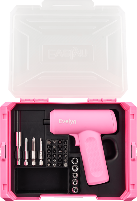 백화점판/정품 이블린 미니 전동 드라이버 3.7v, 핑크, 1세트