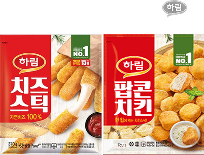 하림-(치즈 스틱370g+팝콘치킨180g)x2개, 1개