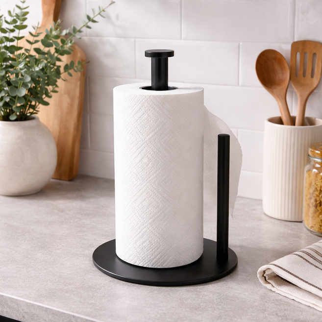 우라피크 흔들림 없는 키친타올 스탠드 홀더, 1개, 블랙
