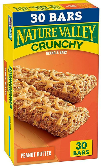 Nature Valley 크런치 그래놀라 바 땅콩 버터 30개 633.6g(22온스) (파우치 15개), 633.6g, 1개