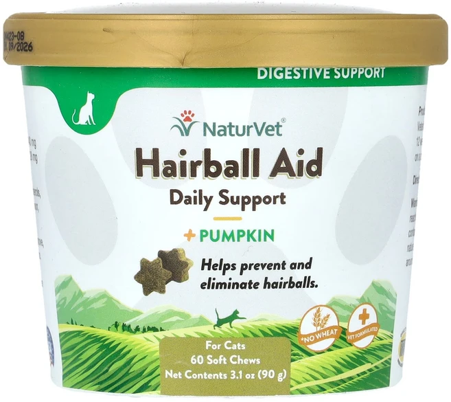 네이처벳 헤어볼 에이드 데일리 서포트 + 호박맛 고양이용 소프트츄 60정 90g VET-03646 - 쿠팡