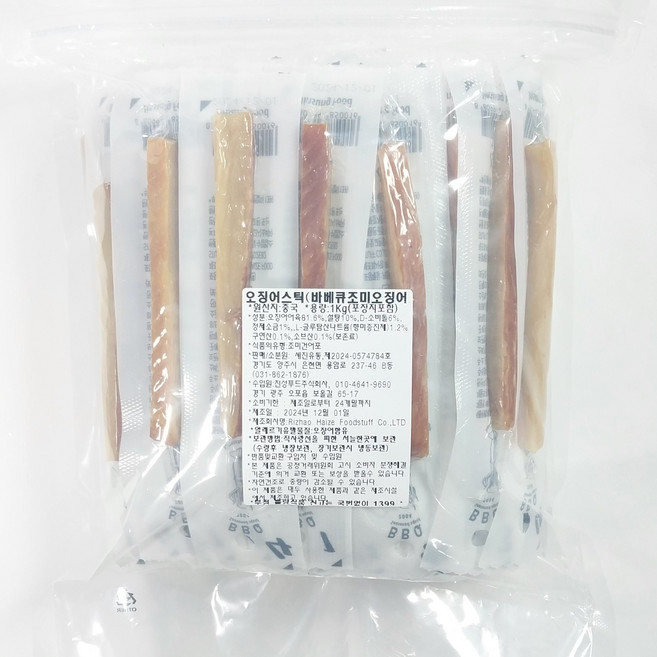 세진유통 오징어스틱 1kg (봉투포함) 개별포장 개별표기사항 진성푸드, 1개