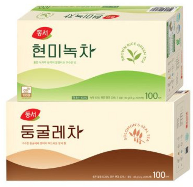 현미녹차 100T+둥굴레차 100T/메밀차, 1, 100, 1.2g