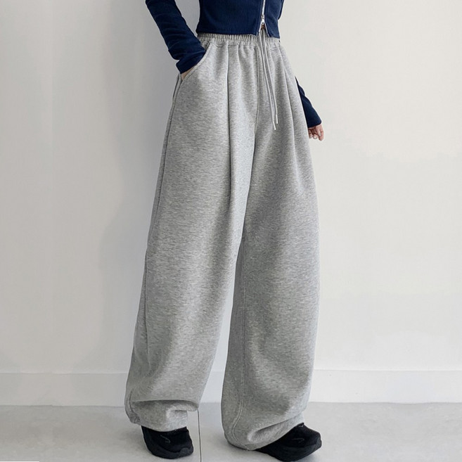 FITOJIM 여성 트레이닝바지 원턱 와이드 벌룬 팬츠 츄리닝 바지