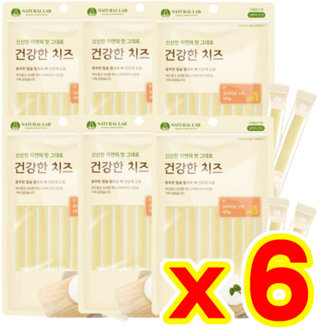 네츄럴랩 건강한치즈 스틱 오리지널맛 100g 12p 6개묶음 강아지 간식, 오리지널 스틱, 6개