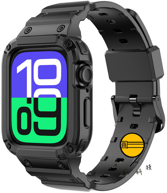 Apple Watch 錶帶 適用於 Apple Watch 9/8/7/6/SE 42/46mm, 黑色-亮面卡西歐,42mm（S11/S10）通用, 1個