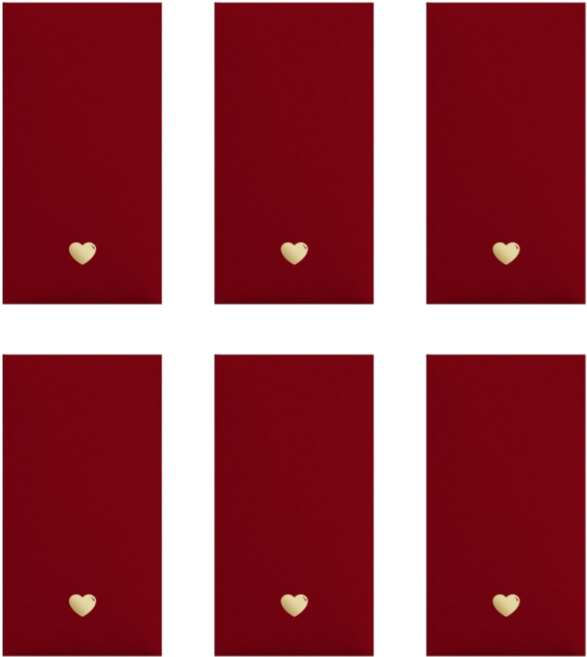 어센드원 하트 세뱃돈 명절 용돈 봉투 고급 재물복 행운, 6개, 고급레드