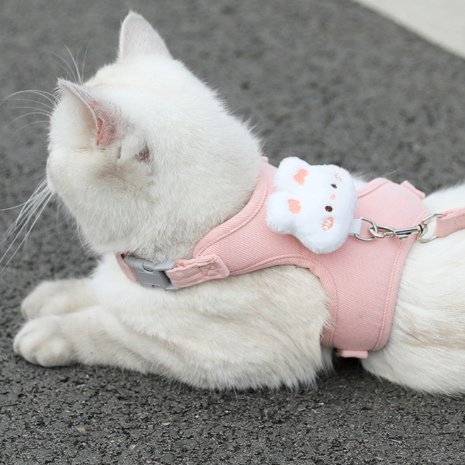 고양위들 하네스 리드줄 세트 고양이, 1개, 분홍