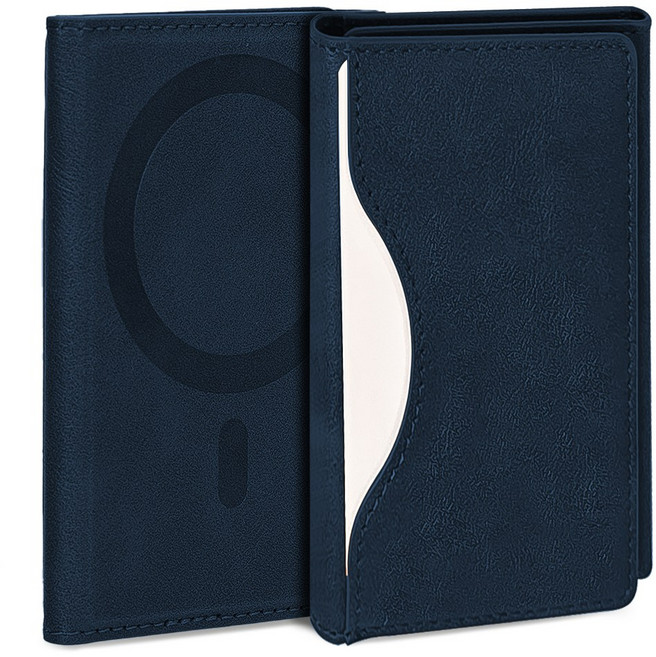 더조은셀러 맥세이프 어반레이어 3단 접이식 가죽 카드 6장 수납 지갑 월렛 거치 스탠드, 1개, 잉크네이비