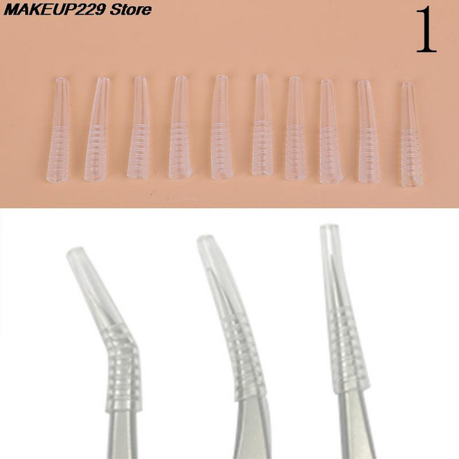 접목 속눈썹 핀셋 속눈썹 보조 도구 실리콘 커버 팁 핀셋 보호 케이스 4 가지 스타일 10 개