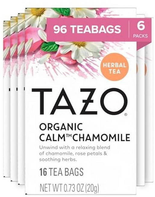TAZO Calm 카모마일 허브 티백 카페인 프리 총 96개의 티백 (16개입 - 6팩), TAZO Calm 카모마일 허브 티백, 카페인 프리,, 96개