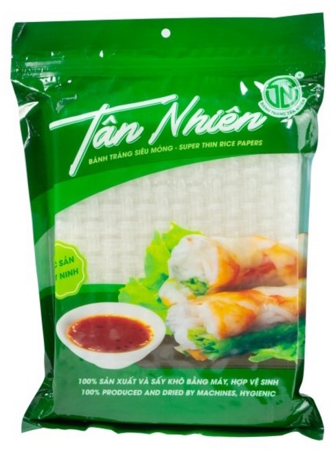 越南春捲皮 BANH TRANG CHAGIO 炸/生春捲皮 不沾水春捲皮 綠豆炸春捲皮 網皮薄餅配米紙, 1個, TAN NHIEN 不沾水春捲皮220g