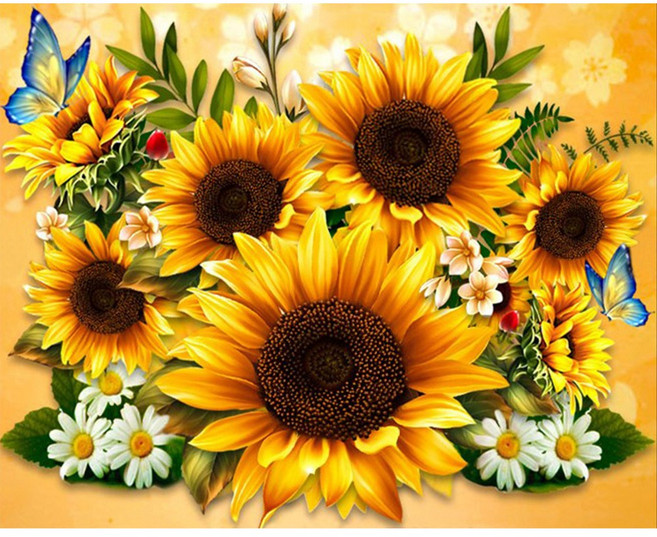 [듀얼라이프] 7개의 태양과 나비 - 캔버스형 40x50 보석십자수 DIY 취미 다이아몬드 페인팅, 1개, 큐빅