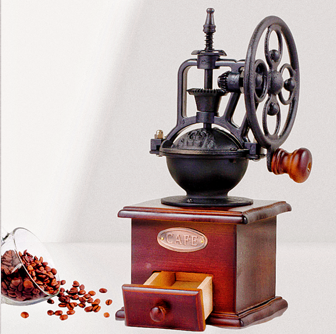 PYHO 커피머신 수동 빈티지 커피그라인더 가정용 커피 그라인더, 카멜브라운, 1개, 30ml