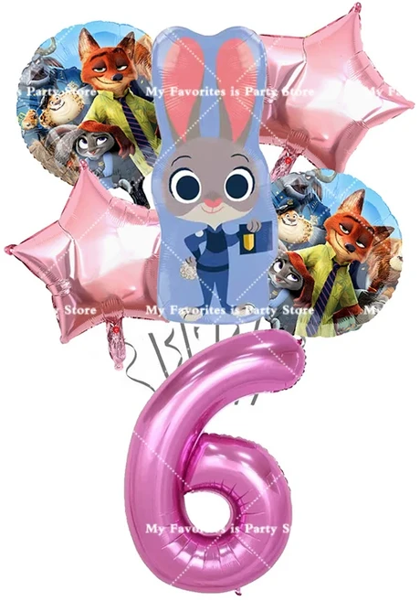 올스토어 주토피아 테마 호일 숫자 풍선 세트 애니메이션 영화 키즈 주디 토끼 파티 장식 크리스마스 품, 07 NO.